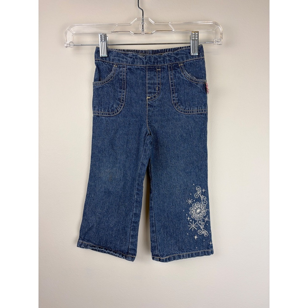 Vintage Y2K Disney Baby Jeans 24M Dark Embroidered Snowflake Minnie Mouse Denim